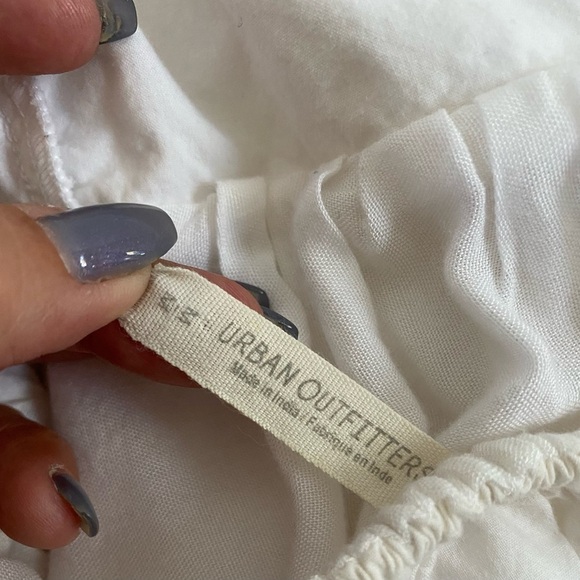 Urban Outfitters Baby Doll Casual White Mini Dress w/Ruffle Sleeves SZ M - Picture 14 of 14